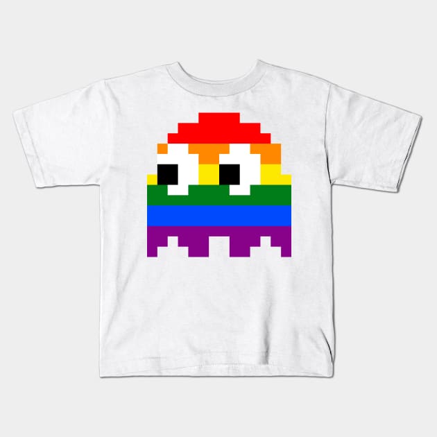 Rainbow Ghost Kids T-Shirt by PixelFaces